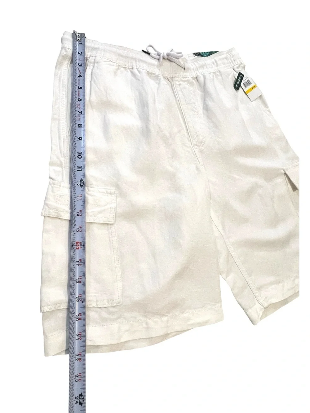 Cubavera Men's Linen Blend Pull-On Cargo Shorts, 10”‎ Inseam, White, Sz Medium